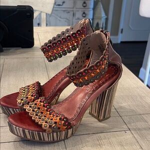 Spring Step L’Artiste Leather Studded Laser-Cut Ankle Strap
